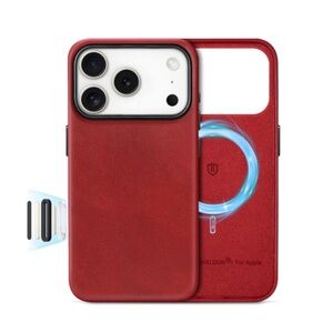 iPhone 17 PRO Protective Leather Case-RETRO RED
